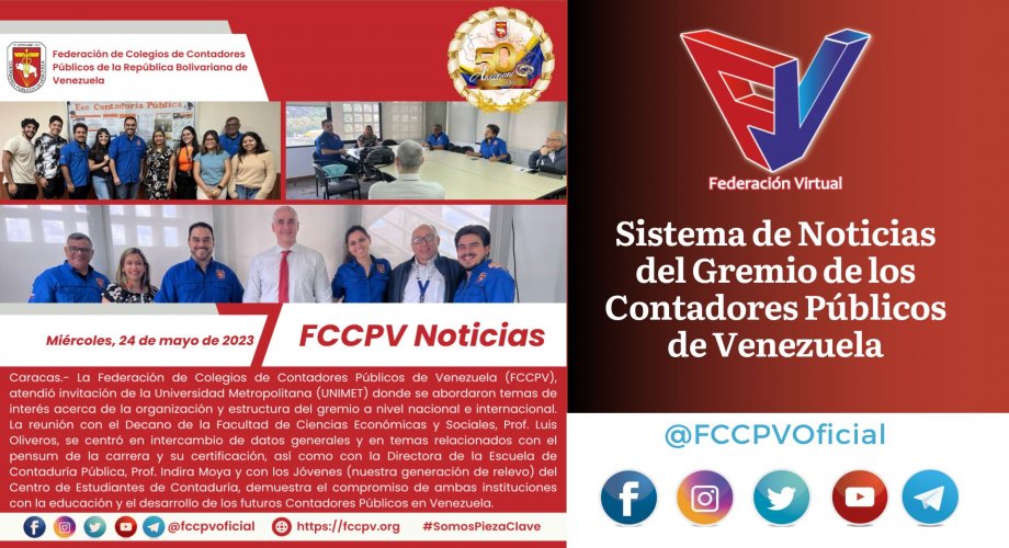 FCCPV y UNIMET unen fuerzas para mejorar la formación de Contadores Públicos en Venezuela.
